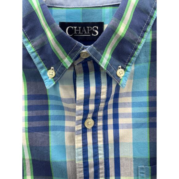 Chaps Men's Medium Plaid Long Sleeve Button-Down Shirt - Picture 4 of 11